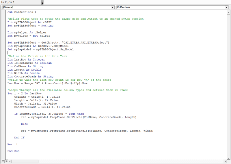 This image illustrates a a screen grab of the full code which this example will run through.