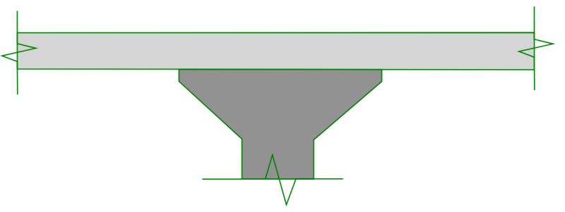 Elevation view of a structural column capital supporting a concrete slab.