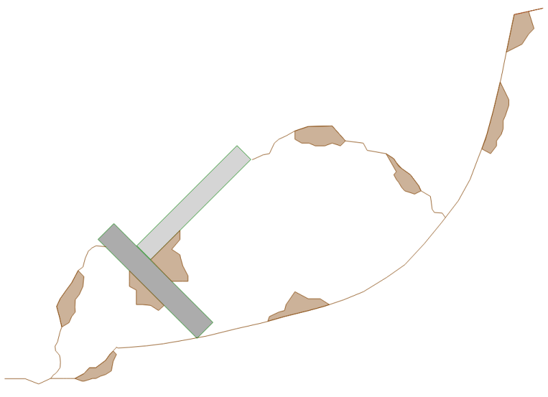 Cross section view showing the after effects of global stability (slope) failure of a retaining wall
