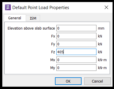 Load input for an example footing in RAM Concept