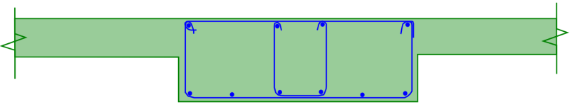 Typical band beam reinforcement arrangement to AS3600-2018, note the closed ligatures