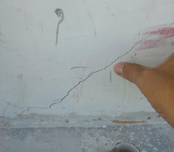 PHOTO 2 - Evidence of cracking at the FIU Pedestrian bridge after shoring was removed (refer later for location identified on elevation)