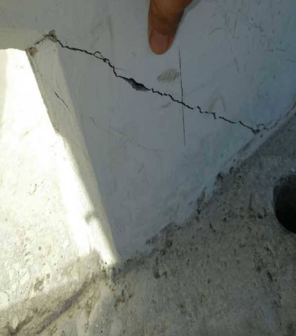 PHOTO 3 - Evidence of cracking at the FIU Pedestrian bridge after shoring was removed (refer later for location identified on elevation)