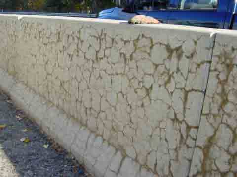 Concrete showing alkali-silica reaction cracking